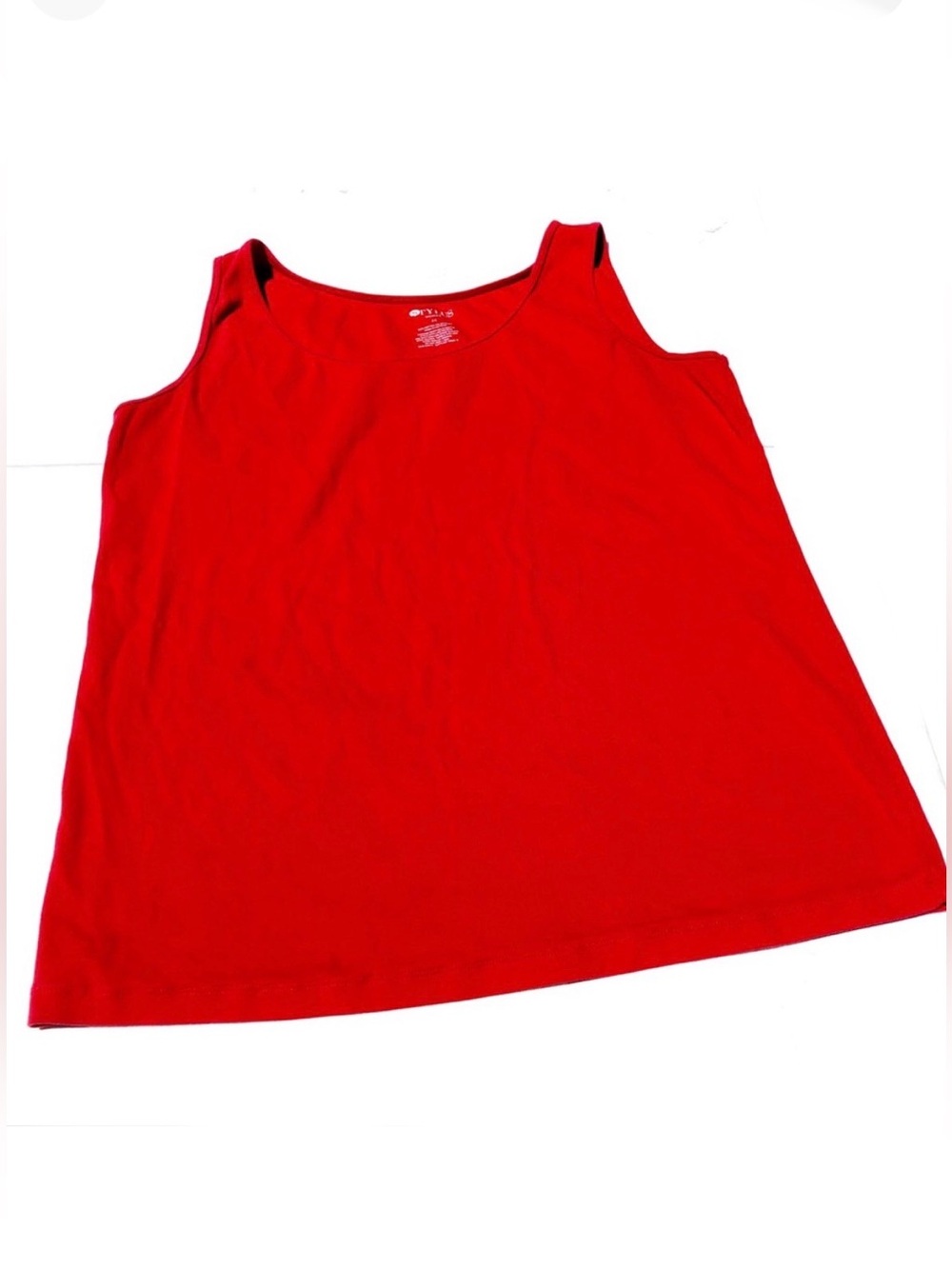 Stylus Ribbed Stretch Jersey Scoop Neck Cotton Red Tank Size 2X